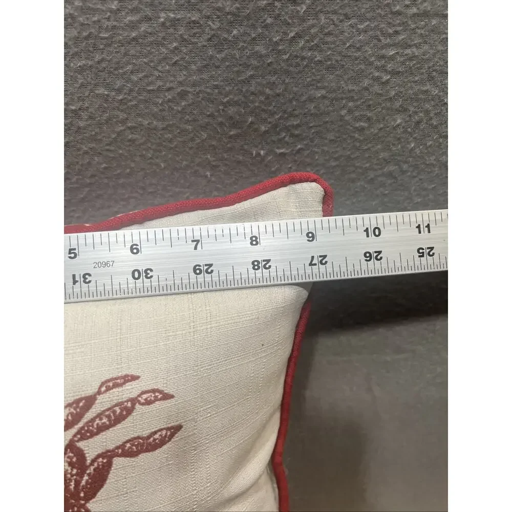 Red Crab / Floral Design Lumbar Pillow Nautical Home Decor